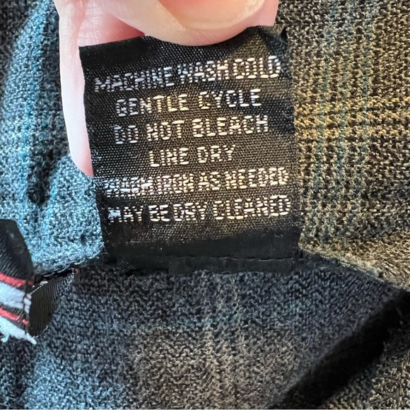 Navy Wide Leg Plaid Trousers 13 - Picture 5 of 10